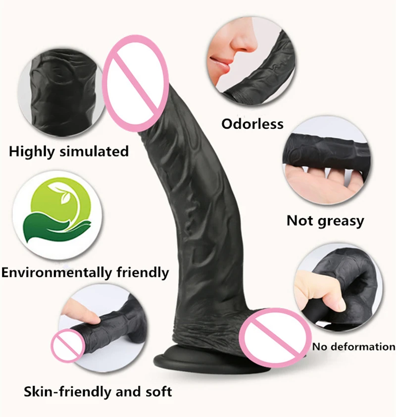 Newest! Black Silicone Big Dildo Suction Cup Female Masturbation Sex Toy Adult Products Sex Shop