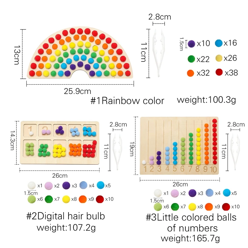 Planche de suivi numérique arc-en-ciel en bois pour enfants, jouets Montessori, jeu de puzzle de tri de documents, cadeau de motricité, 1PC