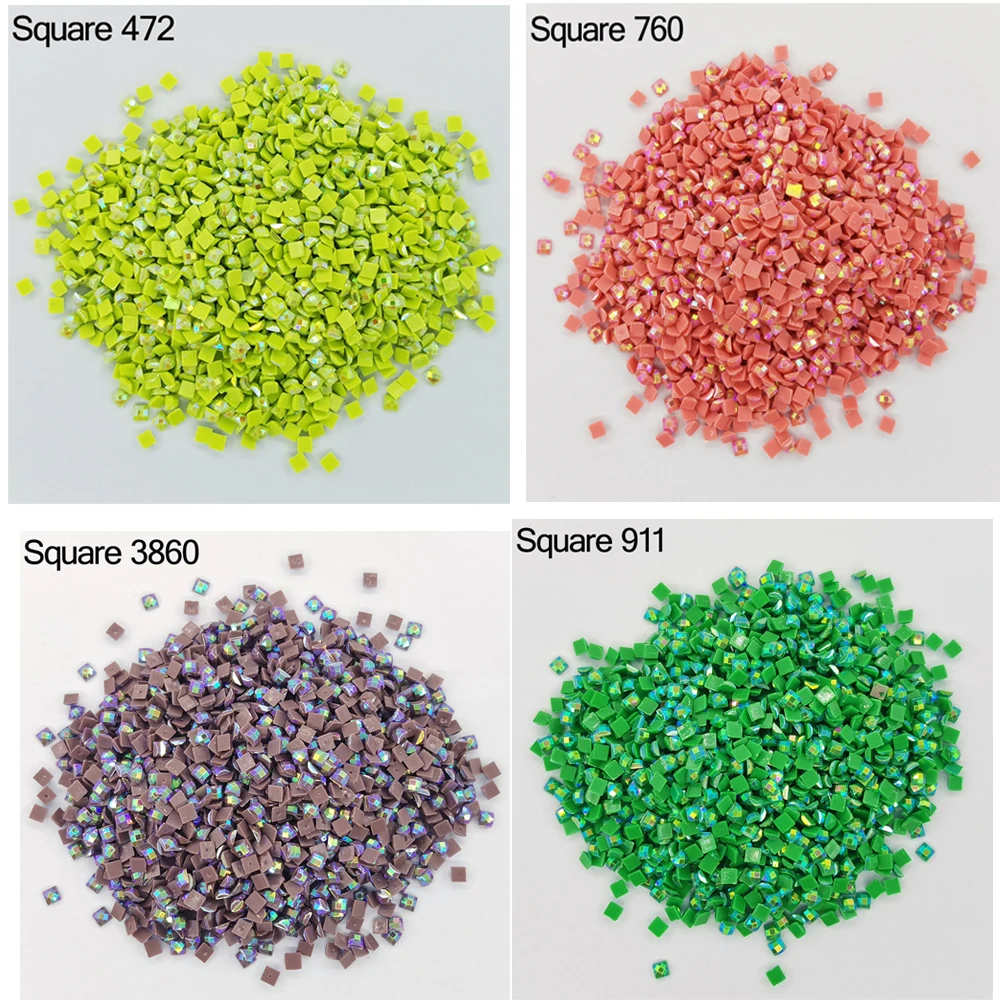 

Mix AB Square Color Stone For DIY Diamond Painting Cross Stitch Embroidery Rhinestone Colorful Mosaic Stone AB Mix Colored Drill