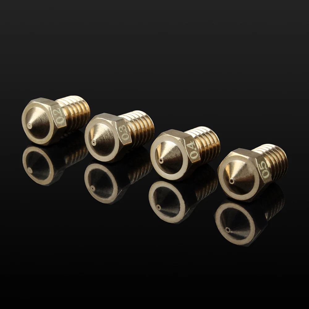3DSWAY 4pcs/lot 3D Printer Parts e3d v5 v6 Hotend Brass Nozzle M6 Thread 0.2/0.3/0.4/0.5mm for 1.75mm filament Prusa Accessories