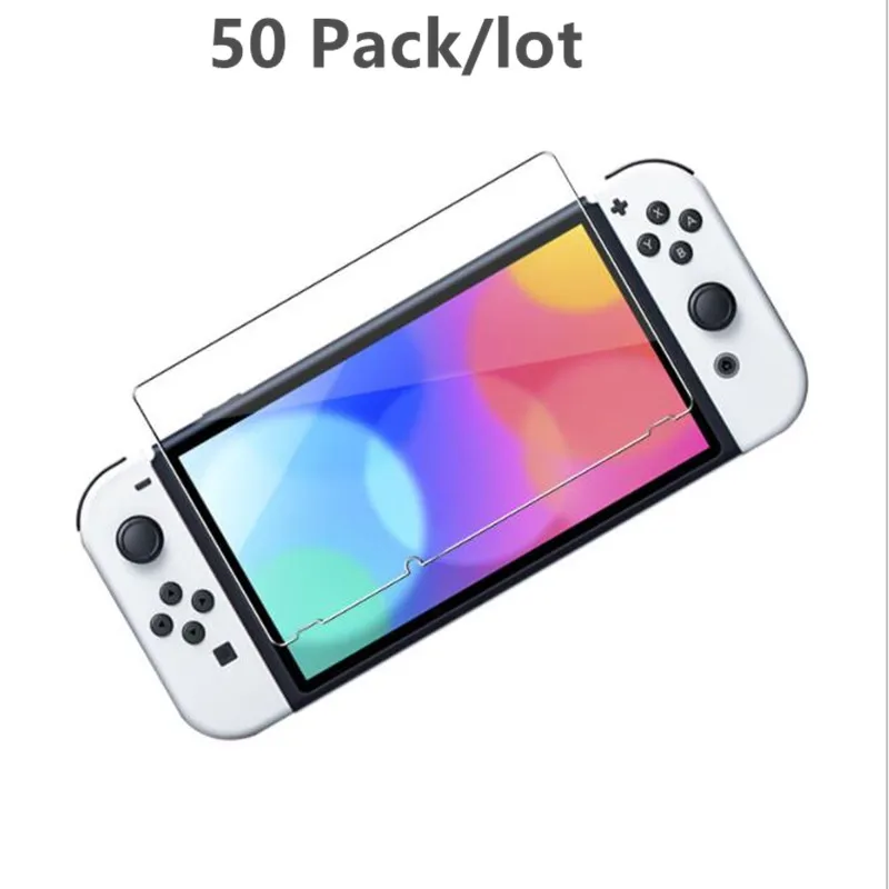 

50 Pack For Nintendo Switch OLED 7 Inch Tempered Glass 9H HD Screen Protector Film Guard Ultra thin Cover For NS OLED 2021