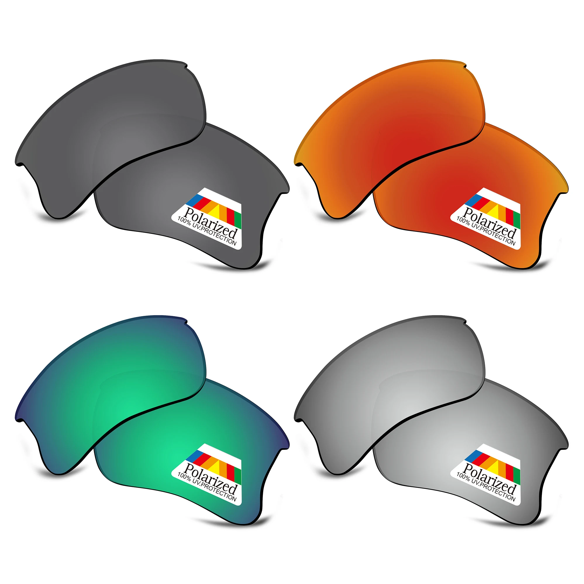 Bwake 4 Pairs Black & Silver & Green & Fire Red Gepolariseerde Vervanging Lenzen Voor-Oakley Half Jacket 2.0 xl OO9154 Zonnebril