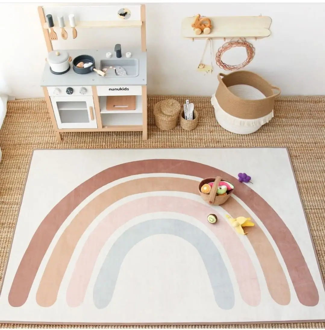 2021 New Nordic Style Rainbow Carpet CreepIng Pad Children's Room Decoration Game Creep Pad Non-Slip Mat Rugs Living Room