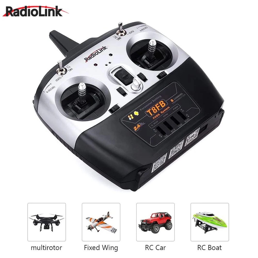 RadioLink T8FB 2.4GHz 8ch Trasmettitore Telecomando con ricevitore R8EF per RC FPV Drone Quadcopter Elicottero Giocattolo ad ala fissa