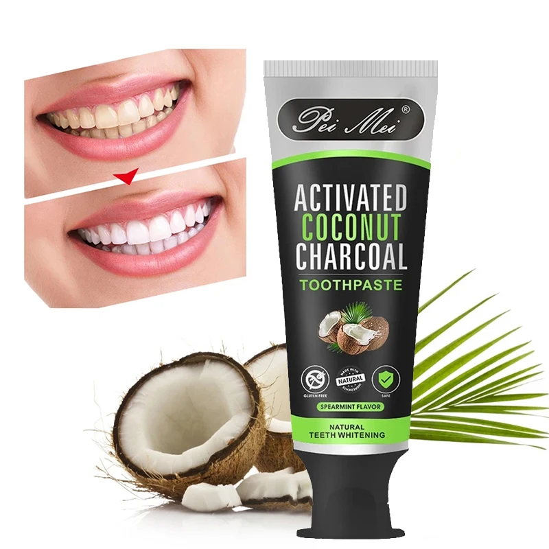 

Activated Coconut Charcoal Toothpaste Remove Tooth Stains Dark Pigment Improve Coffee Cigarette Tea Teeth Tooth Paste 100g