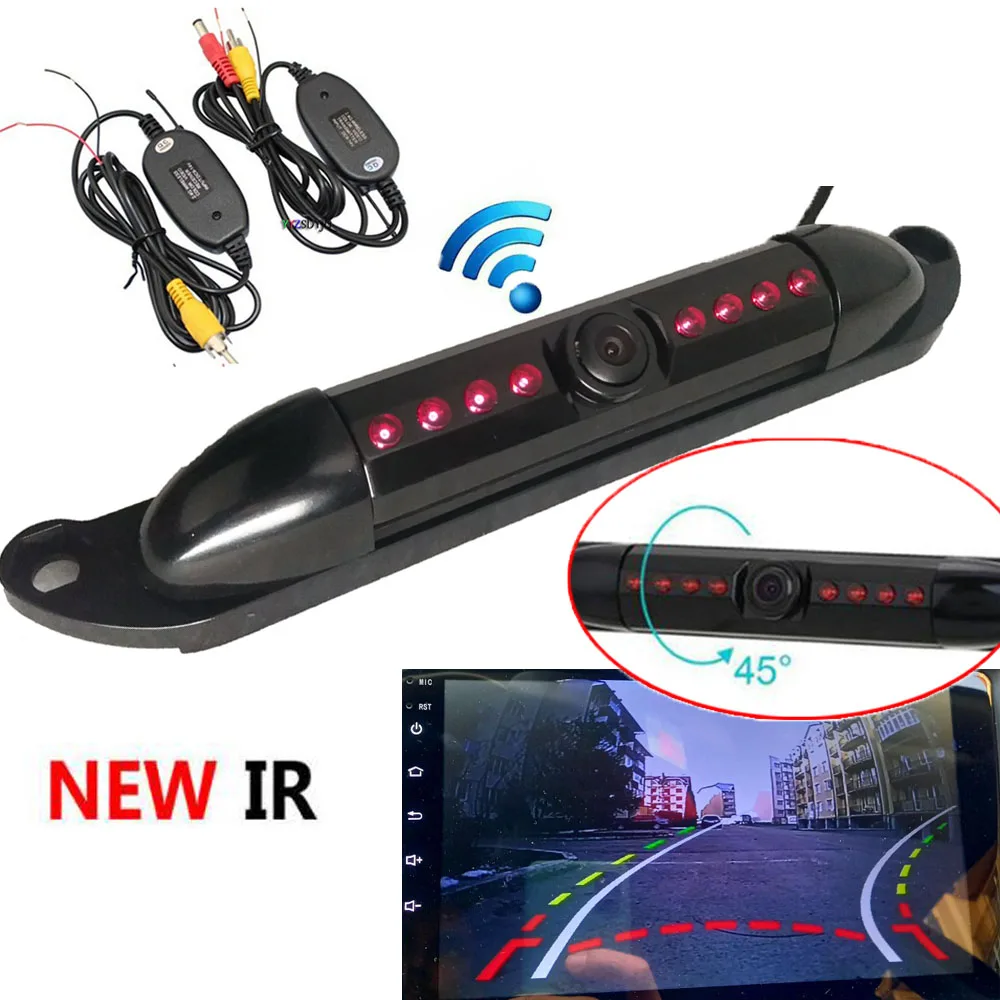 Wireless 8 IR Night Vision IR Rear View camera US License Plate Frame Dynamic Trajectory Moving lines Back Up Camera For Monitor