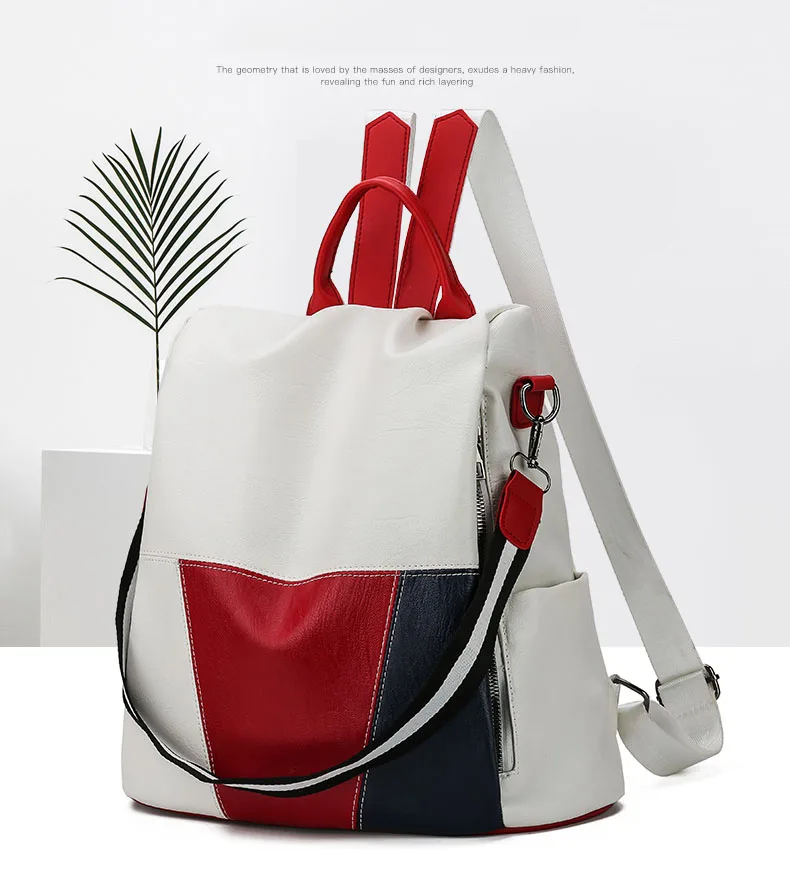 Multifunctional Backpack Women Leather Backpacks Female White School Bags For Teenage Girls Shoulder Bag Travel BackPack Mochila