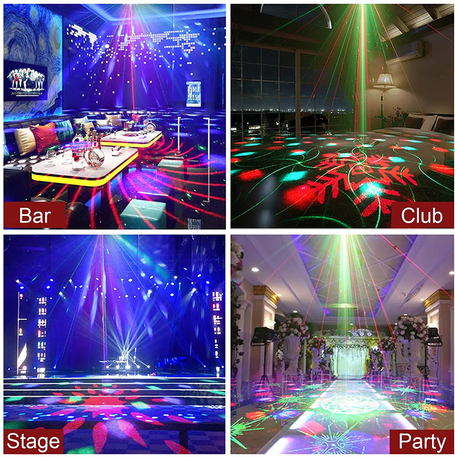 RGB LED Disco Light Magic Ball Party Sound Lights Laser Projector For DJ Bar Club Karaoke 32 Patterns Stage Strobe Light