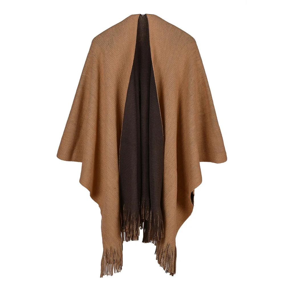 New Design 100% ACRYLIC Autumn Winter Warm Fashion Cloak Ponchos Tassel Shawl 110*160CM Femme Thick Tippet Wraps Foulard Bufanda