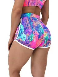 Yoga Shorts Women Tie Dye Print Elastic Waist Running Sportswear Short Leggings Summer Athletic Female Fitness Sexy Mini Shorts