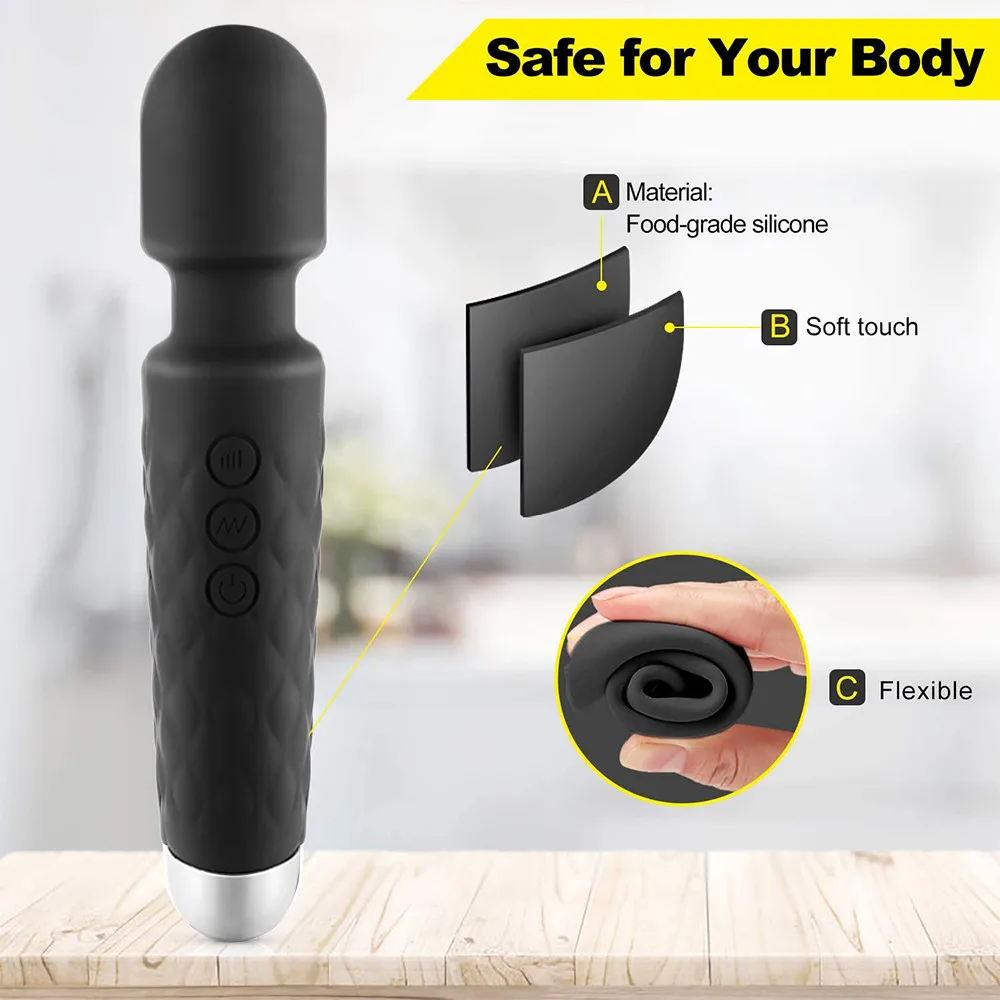 20 Speeds AV Magic Wand Dildo Vibrator For Women Silicone Female Masturbator Sex Toys For Adults 18  Clit Vaginal Body Massager