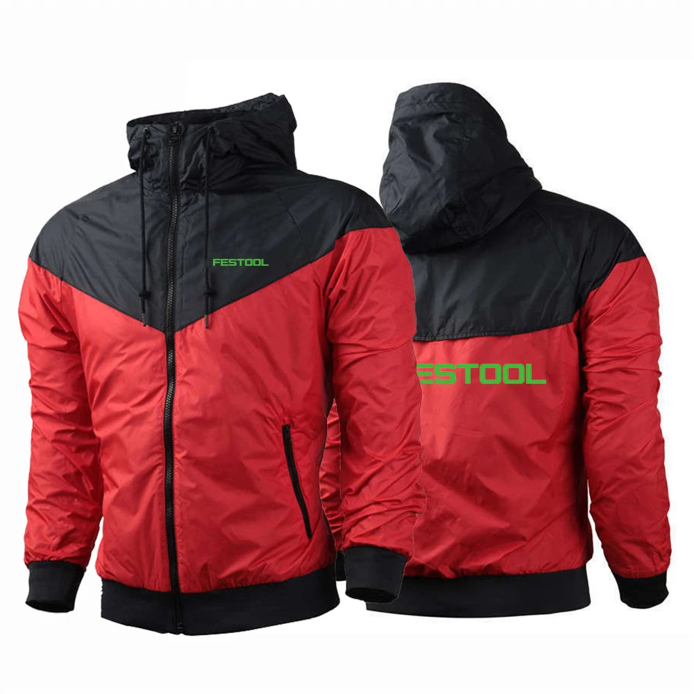 Festool Tools Printing 2021 New Spring Autumn Men\'s Hooded Jacket Windproof and Waterproof Outdoor Fashion Windbreaker Jacket
