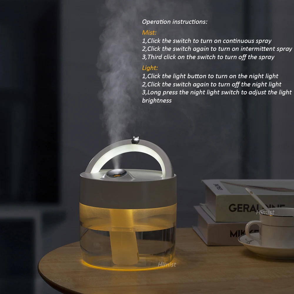 ไร้สาย Air Humidifier 1000ML Diffuser 3000mAh แบตเตอรี่ชาร์จ Ultrasonic Cool Mist Maker Fogger USB Humidificador