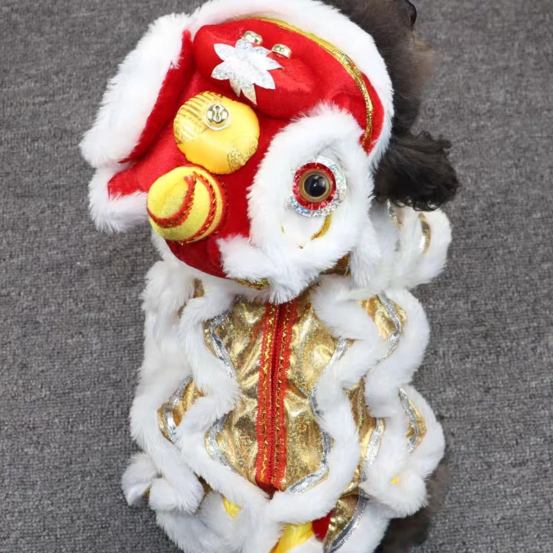 Model Plush Toys Marionette Lion Dance Cute shap Pet Clothes Funny Joyous Cat Dog Decoration Traditional Chinese Handicraft Gift