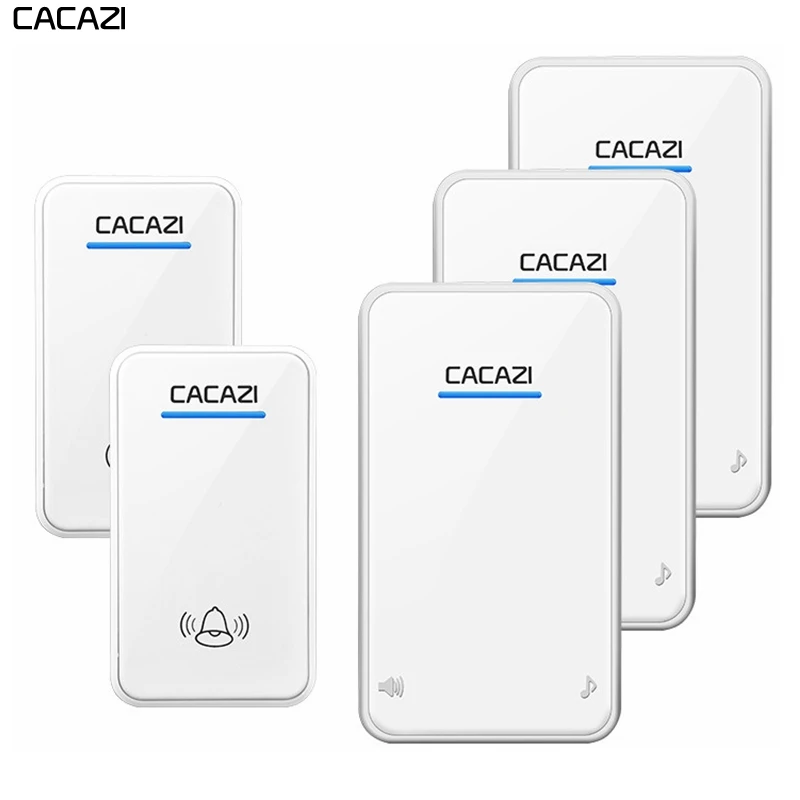 

CACAZI Wireless Doorbell Waterproof 300M Remote LED Light Intelligent Home Cordless Call Bell US EU UK Plug 48 Chime 6 Volume