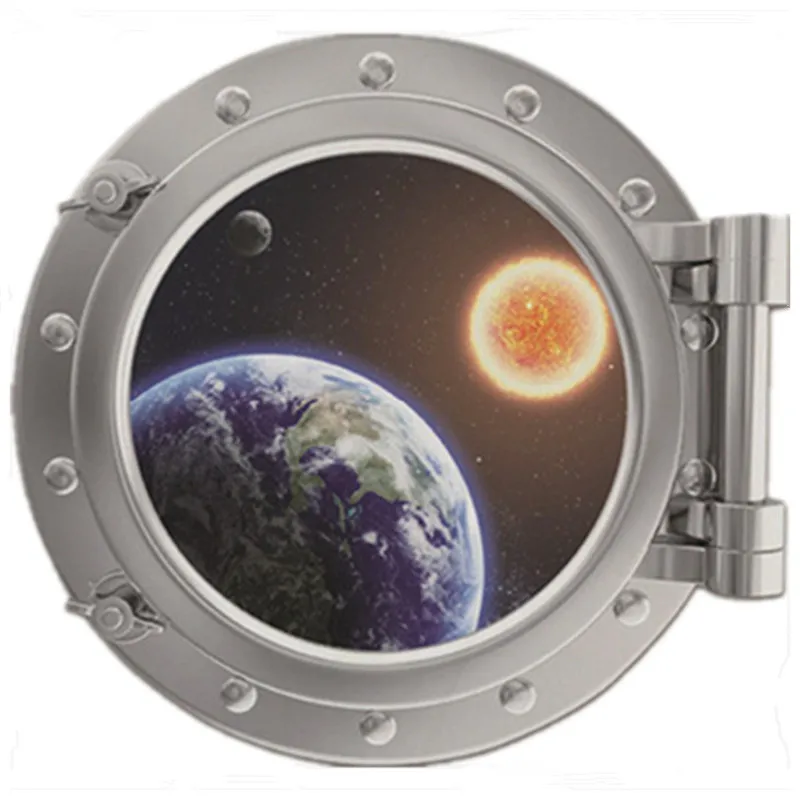 ملصقات نوافذ مركبة فضائية ثلاثية الأبعاد ، الشمس ، الأرض ، القمر ، فن الحائط ، جدارية من الفينيل ، سماء مرصعة بالنجم ، نجوم ، ملصق منظر طبيعي ، ورق حائط ، ديكورات منزلية