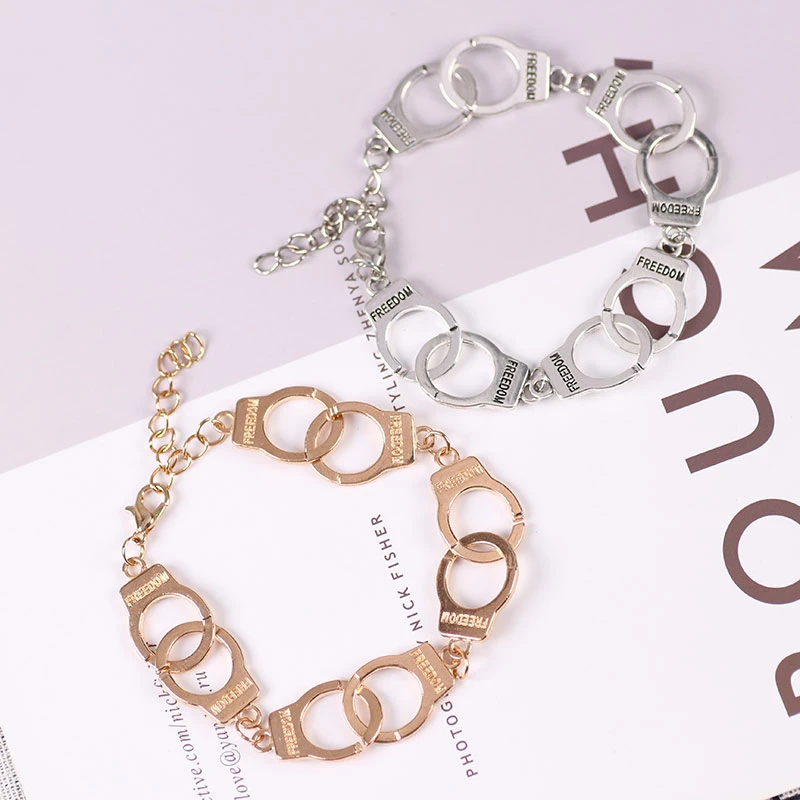 1pc Creative Handcuffs Bracelet for Women Men Handcuffs Carved Letter Shape Alloy Material Jewelry Accessories Gift 2025