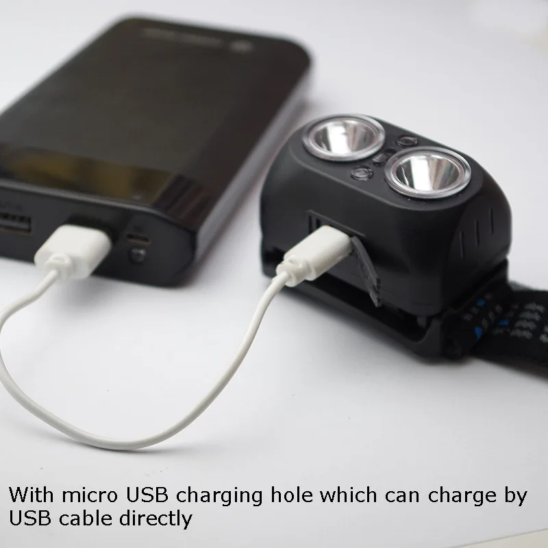 Super Bright  USB Rechargeable Sensor LED Headlamp With Red Light For Hunting