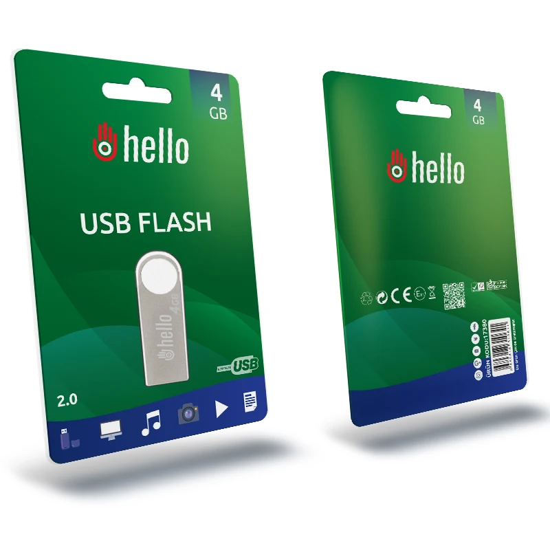 HELLO 4 GB METAL USB FLASH MEMORY