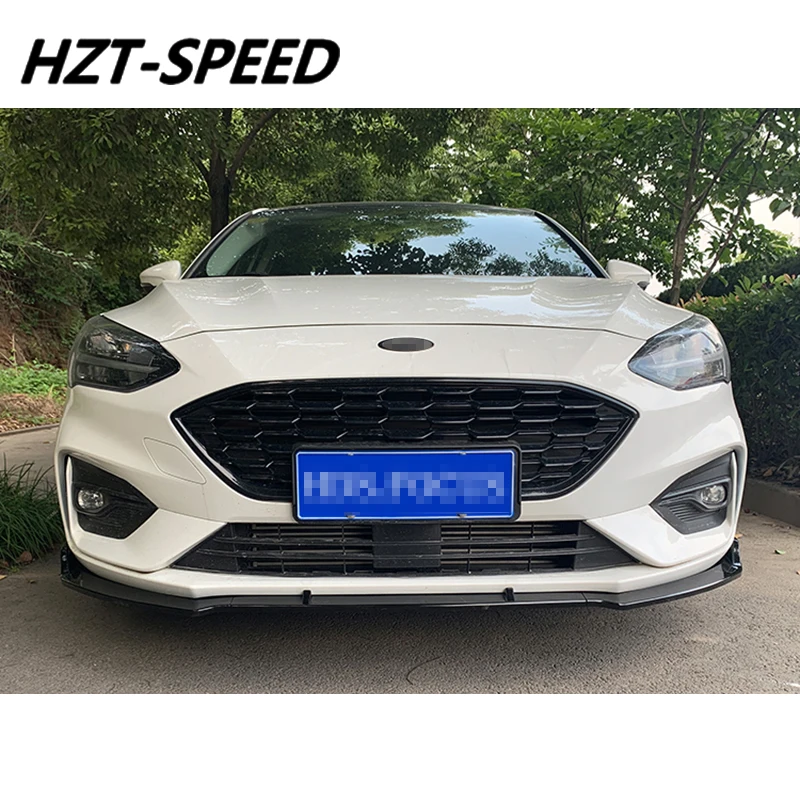 3 Pieces ABS Matte Bright Black Carbon Fiber Front Bumper Lip For Font Focus ST-line Hatchback 4-Door 2019