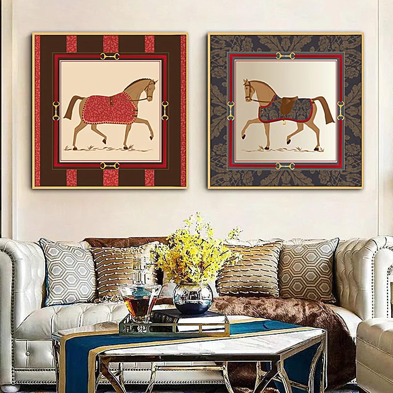 

Modern Abstract Court Horse Canvas Painting Wall Art Luxury Animal Posters Prints for Living Room Decor Wall Pictures Cuadros