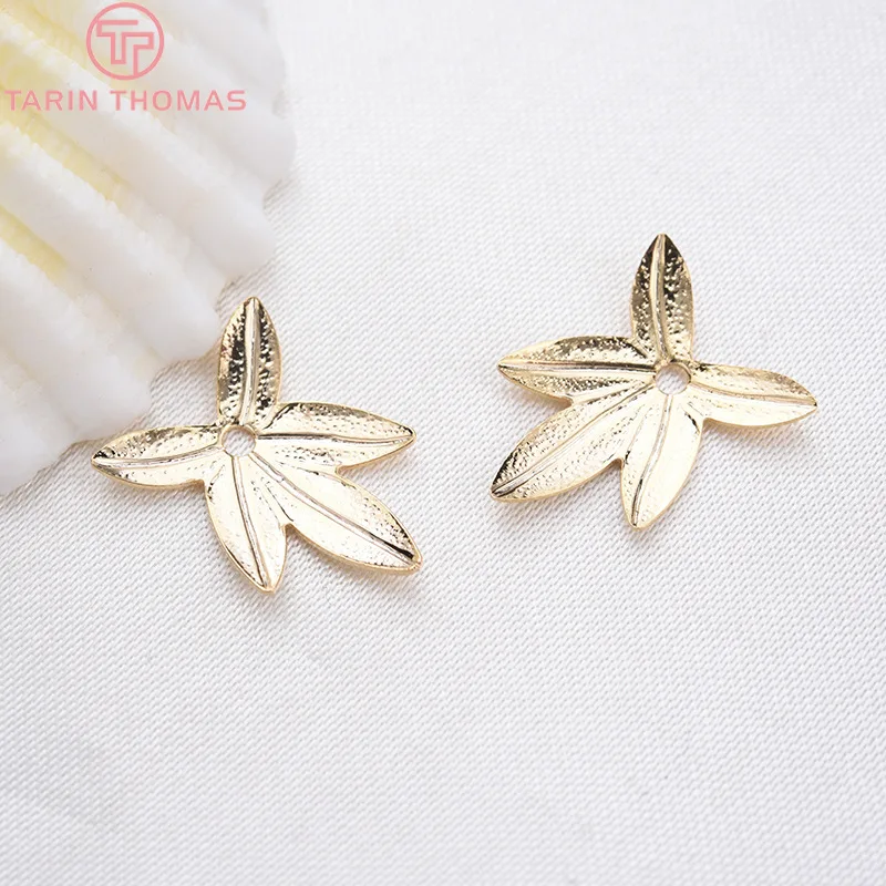 

(192)20PCS 14.5x11MM 24K Gold Color Plated Brass Maple Leaf Charms Pendants High Quality Diy Jewelry Accessories