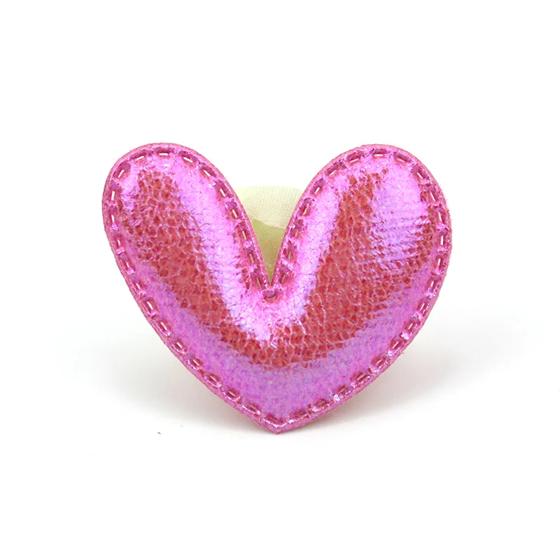 35Pcs 3.5*4cm Shiny PU Leather Heart Padded Appliques For DIY Hairpin Headwear Gifts Crafts Decoration Clothing Accessories