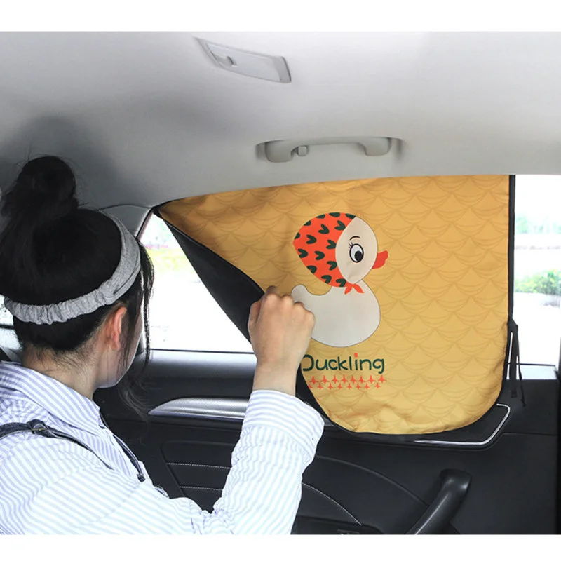 Magnetic Curtain In The Car Window Sunshade Cover Cartoon Universal Side Window Sunshade UV Protection For Kids Baby Children