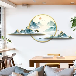 Creative landscape landscape painting stickers Chinese style wall stickers study decoration wall living room wallpaper TV