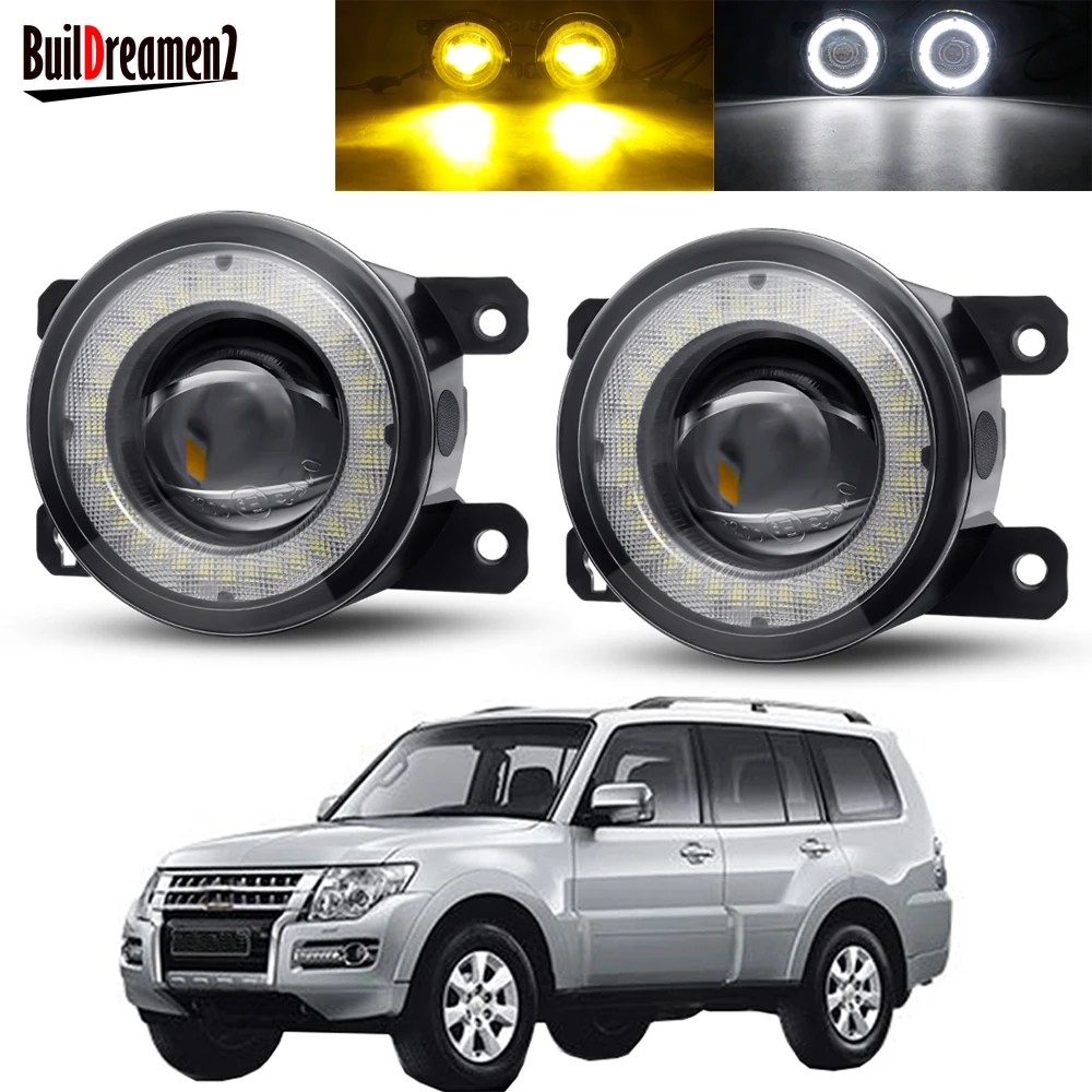 

2 X Car LED Lens Fog Light Assembly Angel Eye Fog Daytime Running Lamp DRL H11 12V For Mitsubishi Pajero IV V8_W V9_W 2007-2012