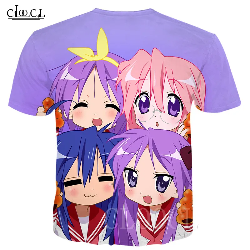 Lucky Star Anime T Shirts Men Women 3D Print Otaku Cute Loli Short Sleeve Purple T-shirts Casual Sweatshirt Streetwear Tee Shirt