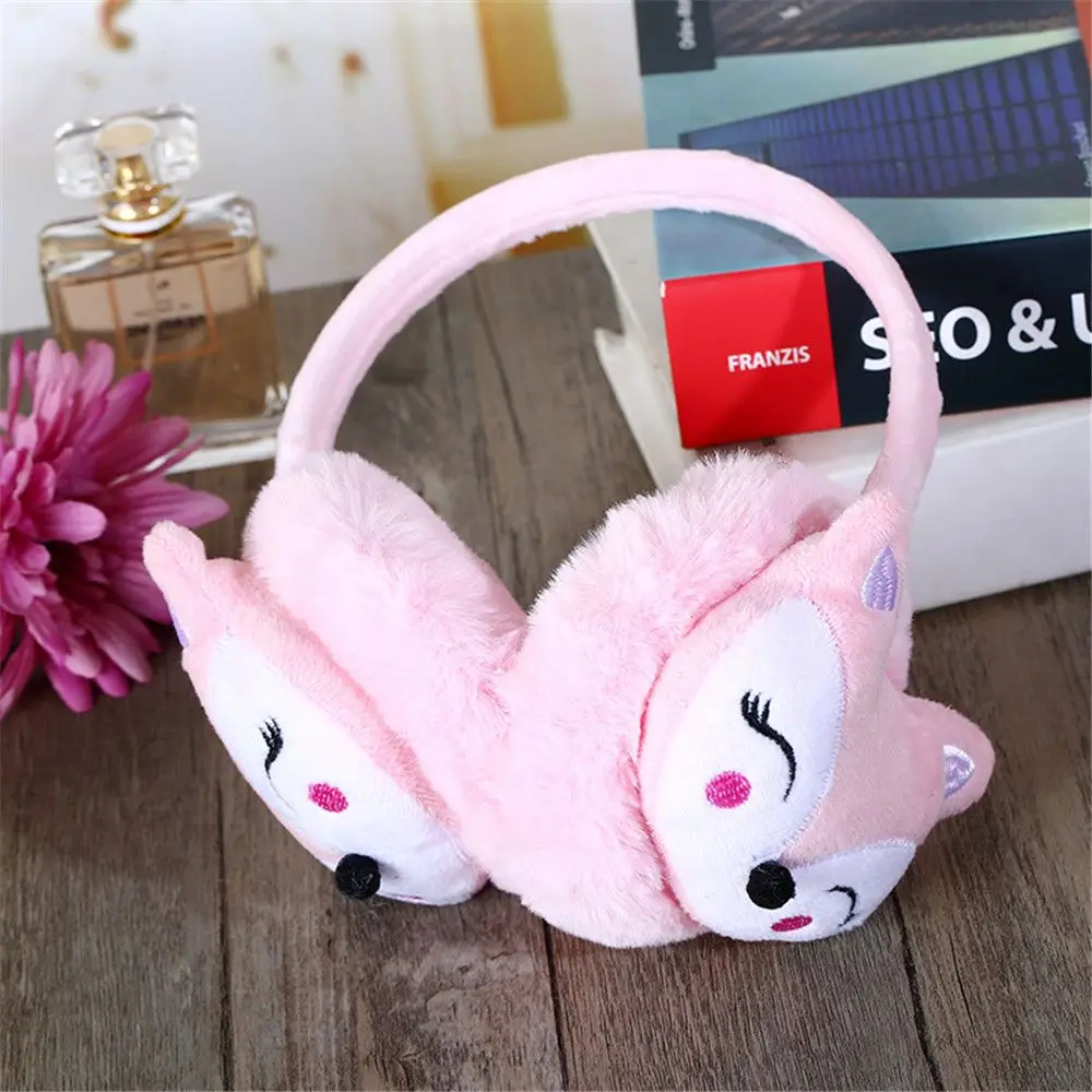 1PC Cute Winter Warm Earmuff Cartoon Fox Plush Thicken Soft Adjustable Ear Cover for Aldult Kids Kawaii Outdoor Headband Earflap