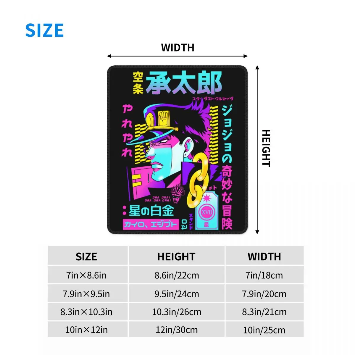 Jojo Bizarre Adventure Mouse Pad Gamer Mousepad Non-Slip Rubber Vaporwave Aesthetic Jotaro Kujo Manga Computer PC Desk Mat