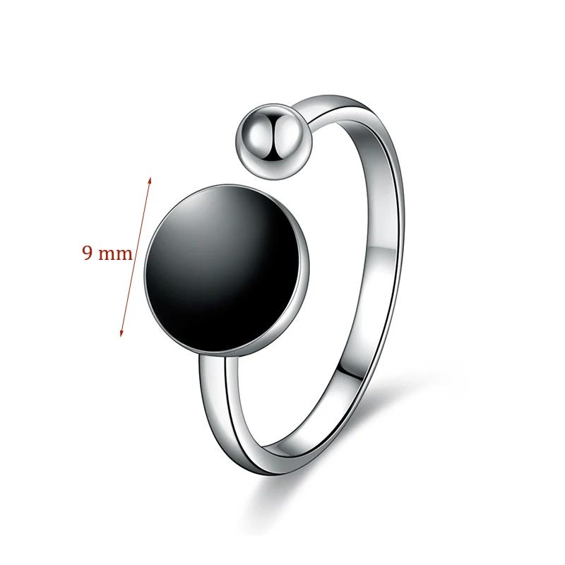 Women\'s Fashion Graceful Round Black Point Open Ring Simple Style Creative Daily Ring Accessory For Lady Charming Trendy Jewelry