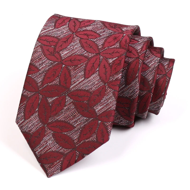 Men 's Business Work Tie New Arrivals High Quality 7CM Dark Red Ties For Men Wedding Party Necktie Male Fashion Formal Neck Tie