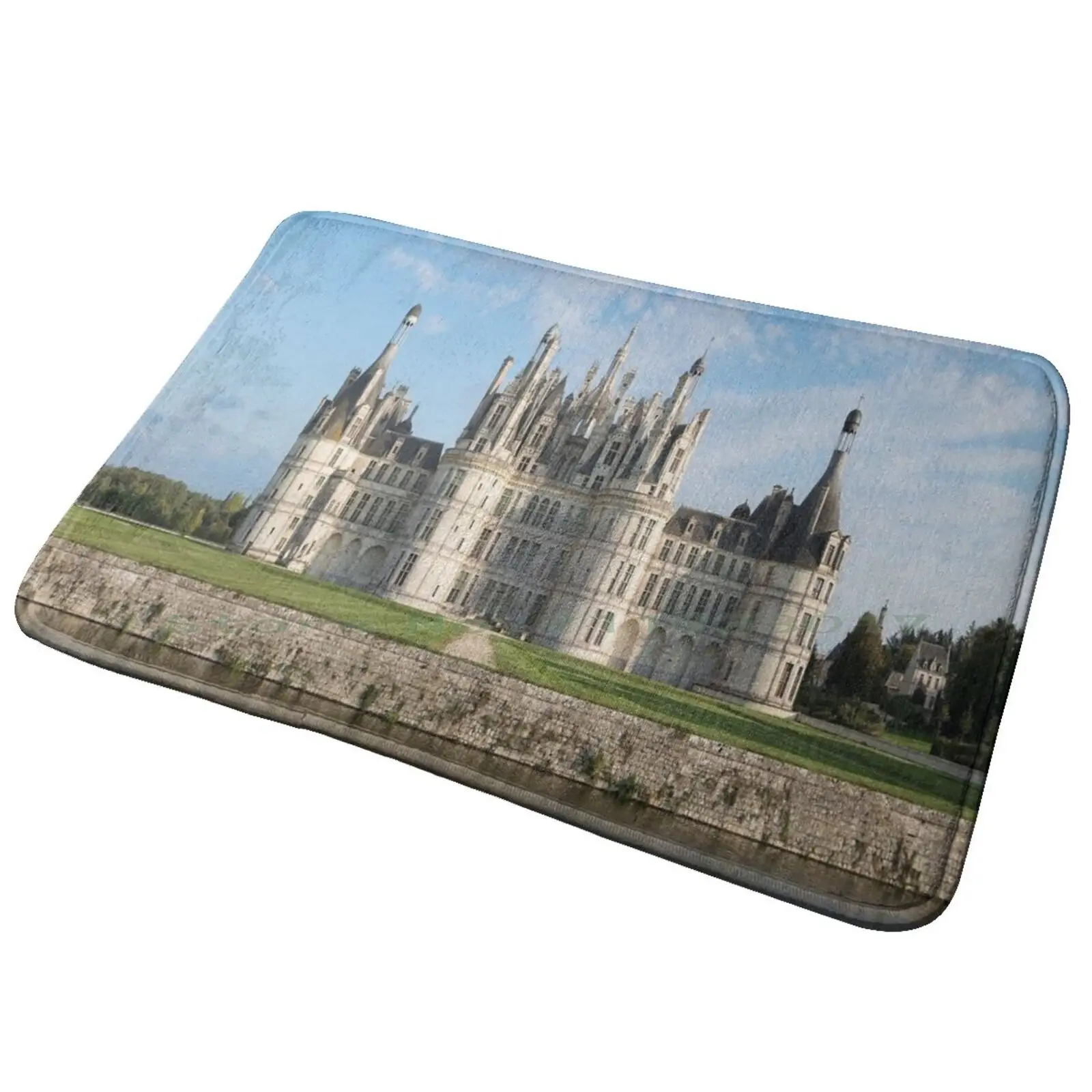 Chateau De Chambord Castle Loir-Et-Cher France Entrance Door Mat Bath Mat Rug Chateau De Chambord Castle Loir Et Cher France