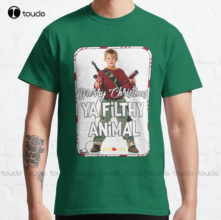 Merry Christmas Ya Filthy Animal Buzz Kevin Home Alone Classic T-Shirt Mens White Tee Shirts Custom Aldult Teen Unisex Xs-5Xl