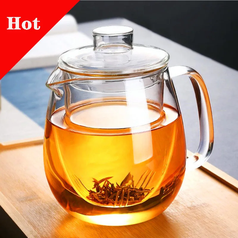 Household Teaware Glass Teapot for Stove Heat Resistant High Temperature Explosion Proof Tea Infuser Milk Rose Flower Tea Set