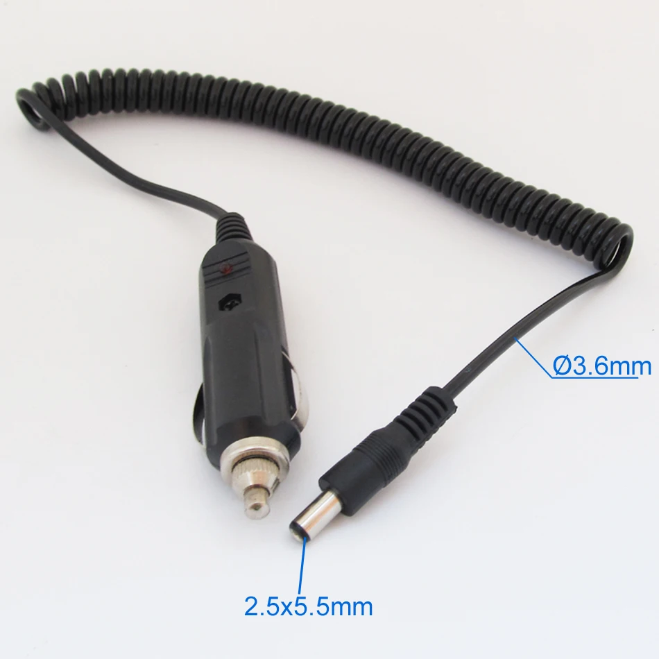 1pc 2m DC Plug 2.5 x5.5mm to Car Cigarette Lighter Power Supply Adapter Cable