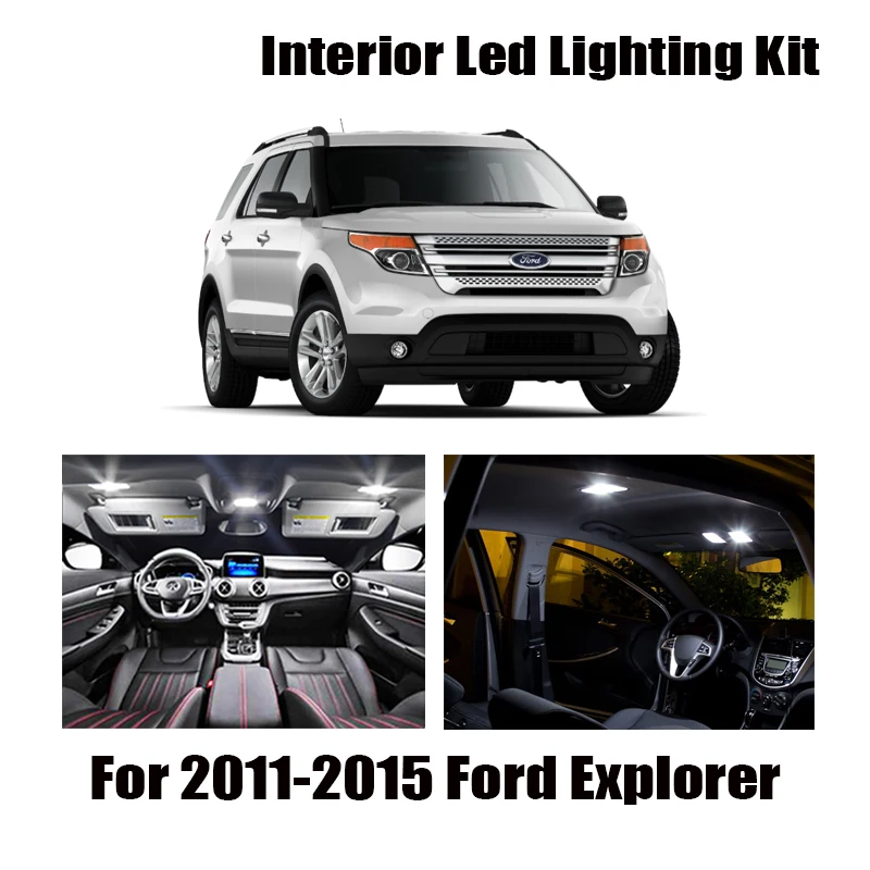 

13x Canbus Error Free LED Interior Light Kit Package for 2011-2015 Ford Explorer accessories Map Dome Trunk License Light