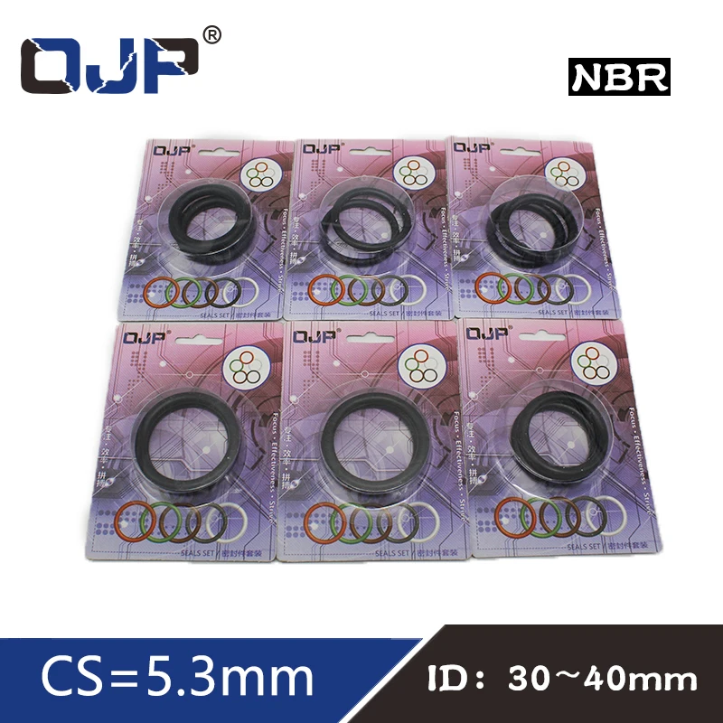 

O-ring Waterproof NBR seal O ring Boxed nitrile rubber Gask thickness CS 5.3mm ID30/31.2/32.5/33.7/38.7/40mm