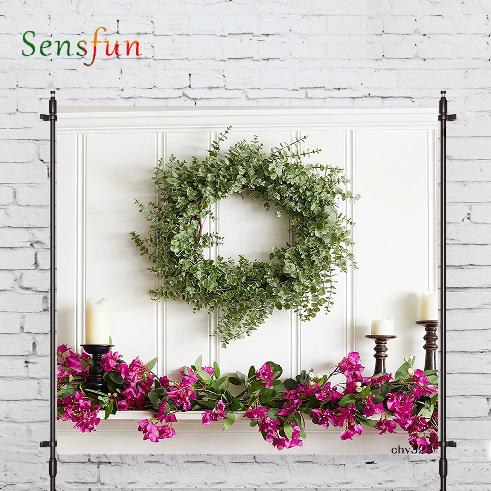 LEVOO Photography Background Wreath Flower Candle Ceremony Religion Background Photobooth Photo Studio Shoot Prop