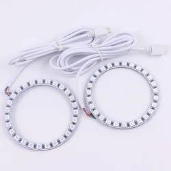 Excellent 2pc Rings Angel Eye car Headlight RGB 60/70/80/90/100/110/120 mm Lampshades Bright auto drl Angel Eyes Motorcycle
