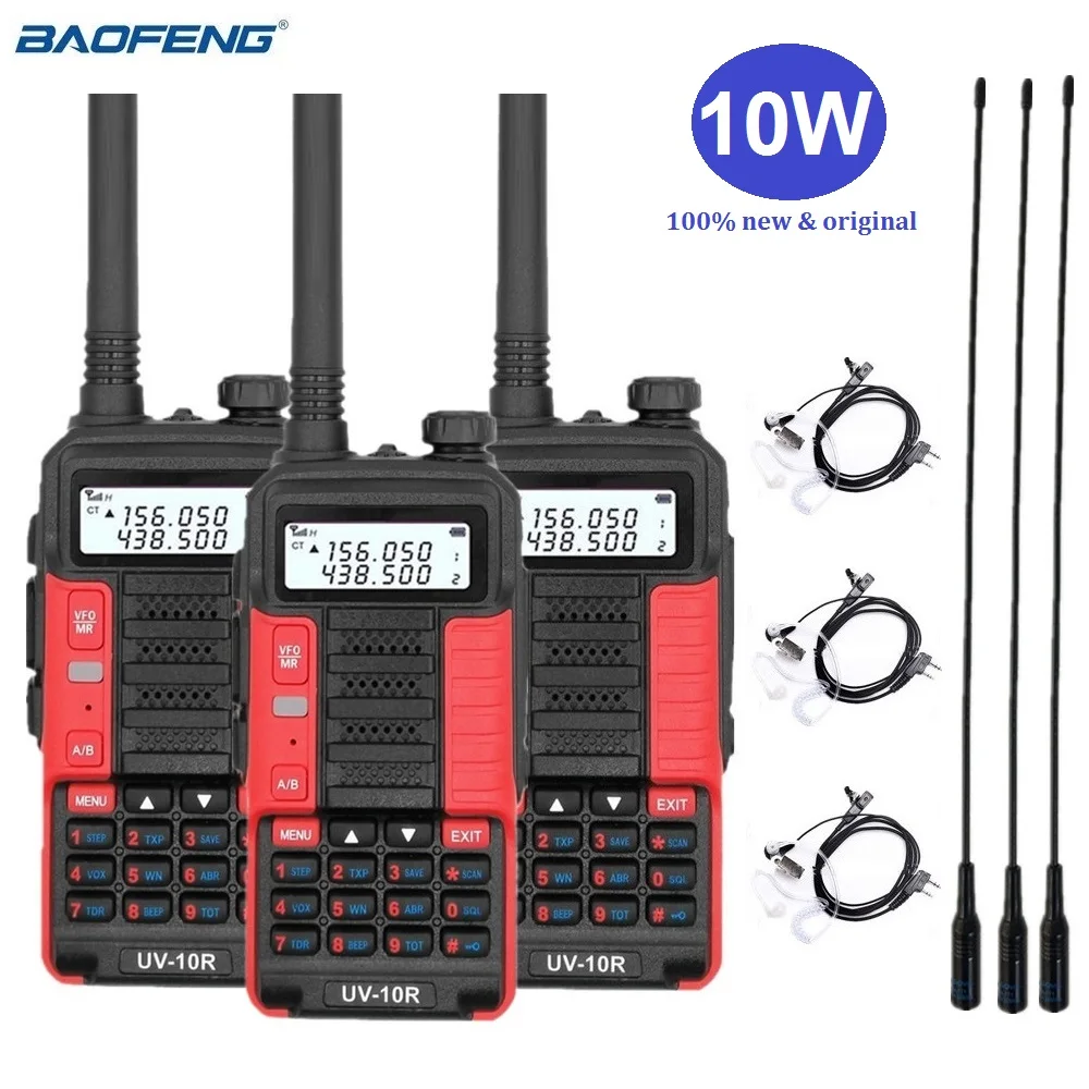 

Портативная рация Baofeng UV-10R 10 Вт VHF UHF двухсторонняя портативная CB Ham радиостанция с USB зарядкой BF UV10R приемопередатчик, 3 шт.