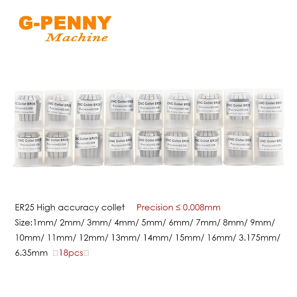 Con Quay Collet 1 Cái ER25 Mùa Xuân Collet Chuck Cao Độ Chính Xác 0.008Mm 1 ~ 16,1/4,1/8 CNC xay Dụng Cụ Mài Dao Động Cơ Trục Chính