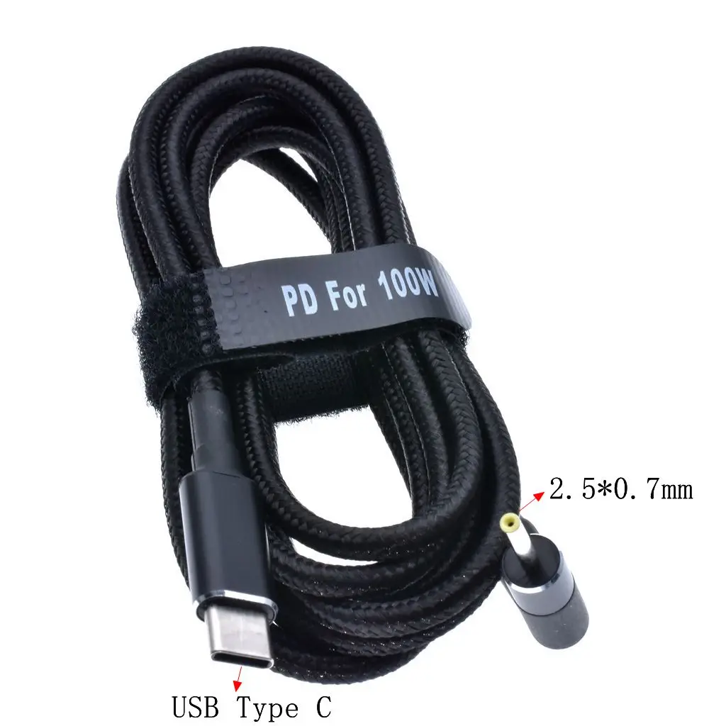 100W USB C Type C PD Power Supply Charger Adapter Fast Charging Cable Cord for Dell Asus Lenovo Notebook Power Supply Cable