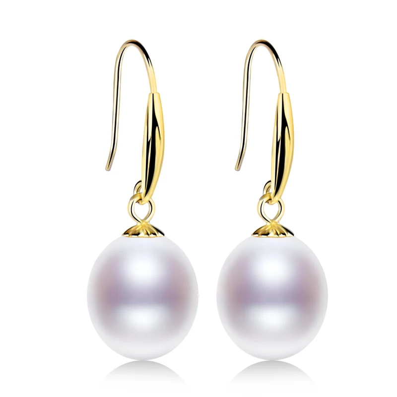 

XF800 18K Gold Earrings Natural Freshwater Pearl Drop Earrings Fine Jewelry Wedding Gift For Women Girl Upgraded version E235