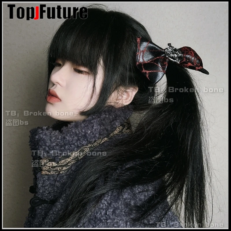 Gothic Lolita Women Girl Japanese spider web Hairpins Punk Hair Clip Bow tie Harajuku Hair Accessories bow tie