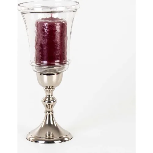 Euro Flora Decorative Metal Pedestal Glass Candlestick 15x34 cm