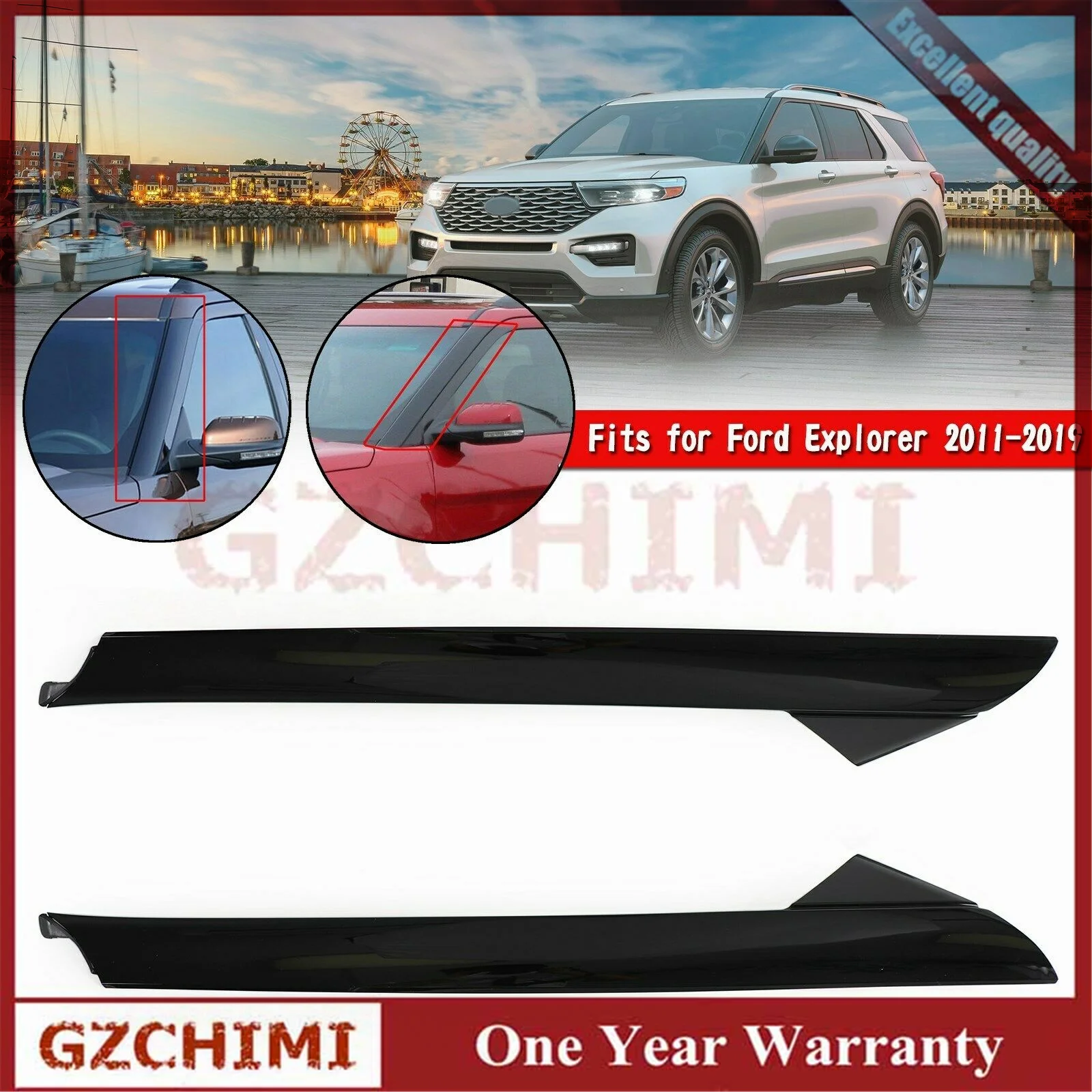 BB5Z7803145AA BB5Z7803144AA 2pcs Front Left+Right Windshield Outer Trim Molding for Ford Explorer 2011-2019 2.3L / 3.5L